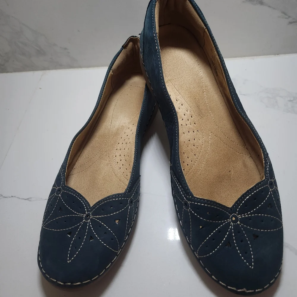 Naturalizer EUC Kipper Teal Blue Suede Size 12W Leather Loafer Flats Shoes - Picture 11 of 12